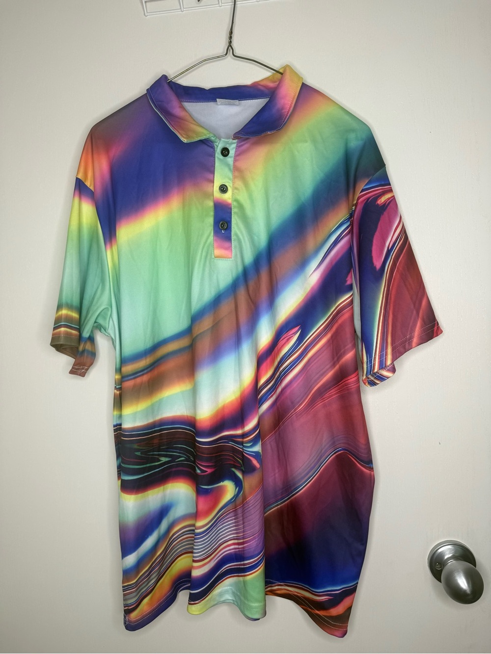 🔥2 for $10🔥SHEIN Men's Multicolor Abstract Print Polo Shirt XL
